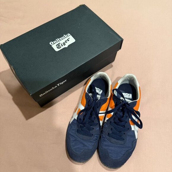 Onitsuka Tiger Unisex Serrano Peacoat White Orange Sneakers Size 6.5 - Picture 2 of 9